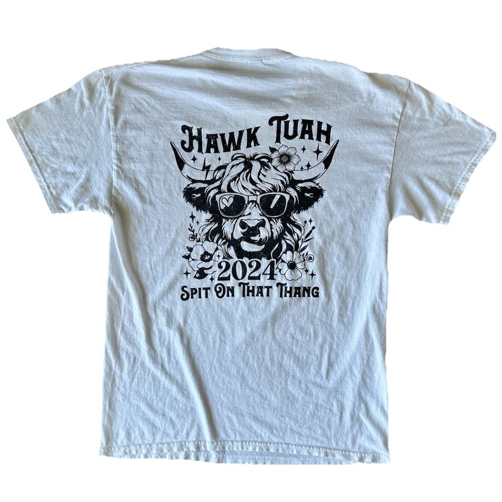 Hawk Tuah‎ T-shirt Men's Large Novelty Funny TikTok Viral 2024 Slang Reels